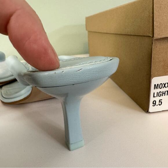 Steve Madden Women's Moxxi Heeled Square Open Toe Slip On Sandal Light Blue 9.5 - Picture 3 of 11